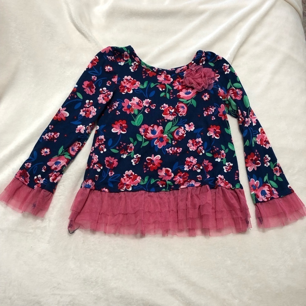 Nannette Kids 4T long sleeve top with flowers and tulle